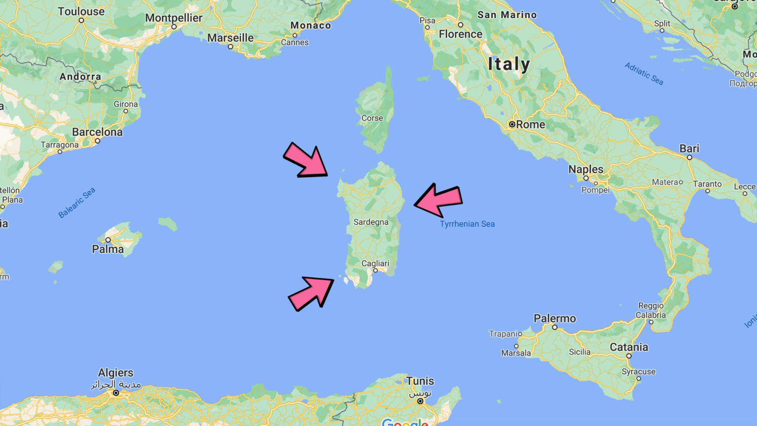map of sardinia and italy