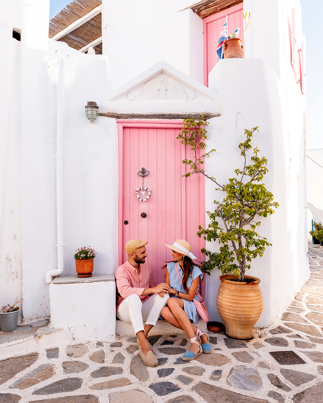 Domi and Frida Paros Pink house